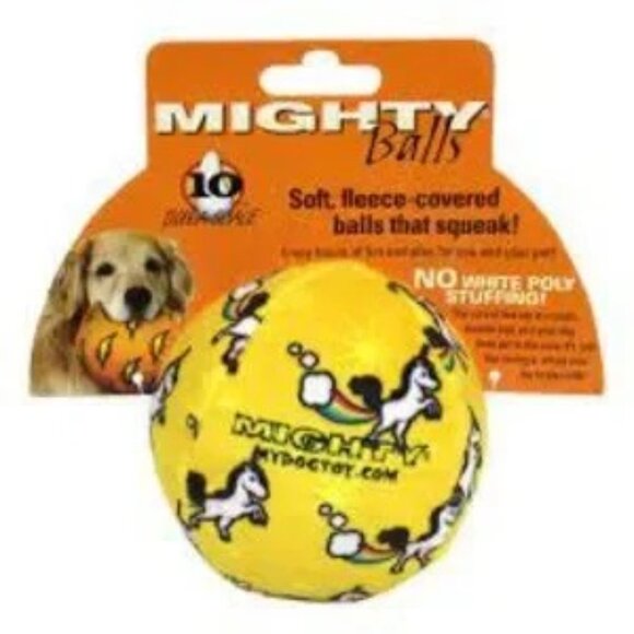 Mighty Toys Unicorn Print Durable Plush Squeaky Ball Dog Toy, Medium - Picture 4 of 4